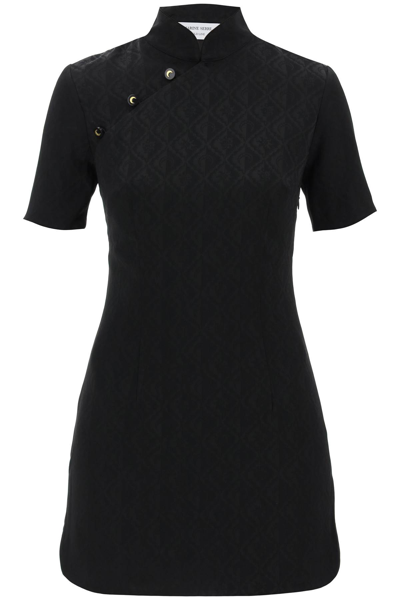 Shop Marine Serre Moon Diamant Jacquard Mini Dress In Black (black)