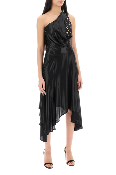 Shop Marine Serre Asymmetrical Dress In Regenerated Jersey In Black (black)