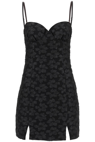 Shop Rotate Birger Christensen 3d Jacquard Bustier Mini Dress In Black (black)