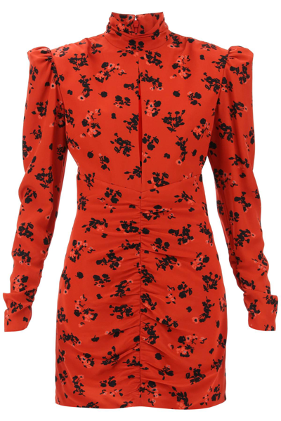 Shop Alessandra Rich High-neck Floral Mini Dress In Red (red)