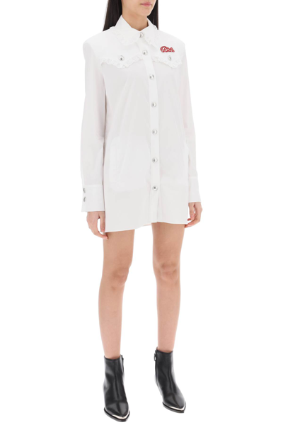 Shop Alessandra Rich Logo Patch Mini Dress In White (white)