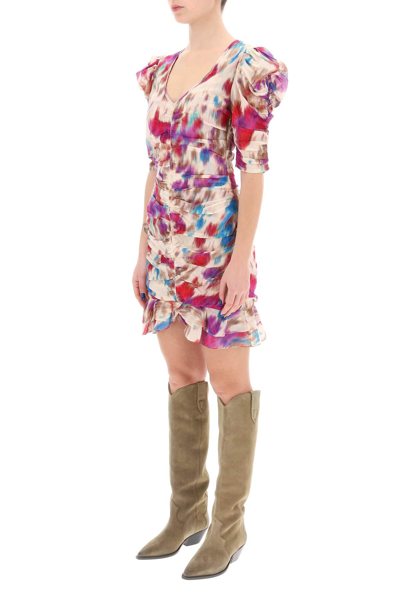 Shop Marant Etoile Sireny Cotton Mini Dress In Beige Raspberry
