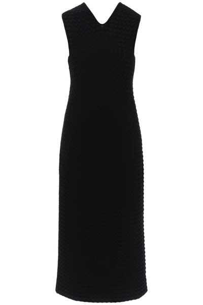 Shop Jil Sander Midi Dress In Openwork Knit In Black (black)