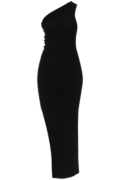 Shop Rick Owens Knitted One-shoulder Dress In Black (black)