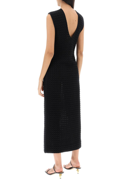 Shop Jil Sander Midi Dress In Openwork Knit In Black (black)