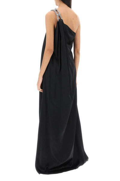Shop Stella Mccartney One-shoulder Dress With Falabella Chain In Black (black)