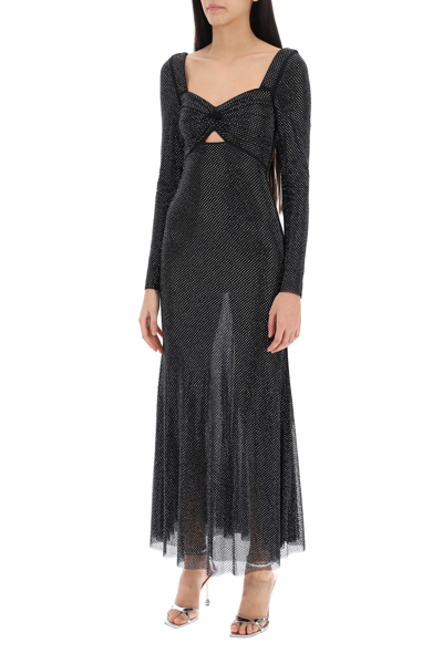 Shop Self-portrait Maxi Dress In Rhinestone-embellished Mesh In Black (black)