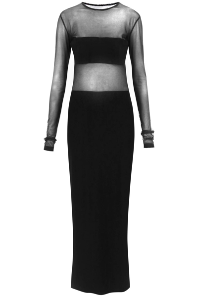 Shop Norma Kamali Dash Dash Maxi Dress In Black Black Mesh (black)