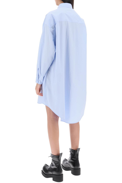 Shop Mm6 Maison Margiela Shirt Dress With Numeric Logo In Light Blue (light Blue)
