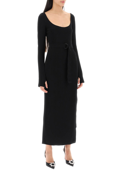 Shop Norma Kamali Scoop Neckline Maxi Dress In Black (black)