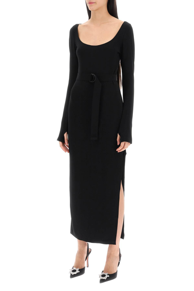 Shop Norma Kamali Scoop Neckline Maxi Dress In Black (black)