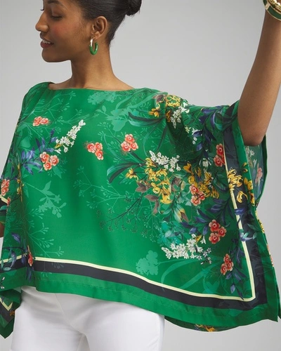 Shop Chico's Floral Poncho In Verdant Green Size Small/medium |