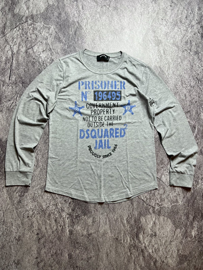 Pre-owned Archival Clothing Y2k Dsquared2 Jail Archival Prisoner Japan Style L/s Tee In Grey