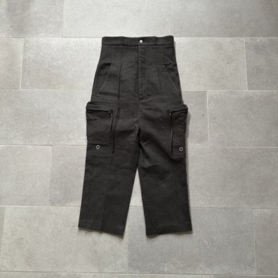 Pre-owned Rick Owens Fw18 Sisyphus High Waisted Cropped Cargo Pants In Dark Dust