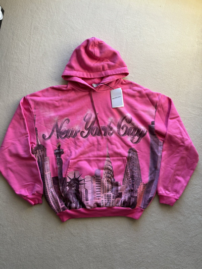 Pre-owned Balenciaga New | New York City Nyc Graffiti Hoodie Pink