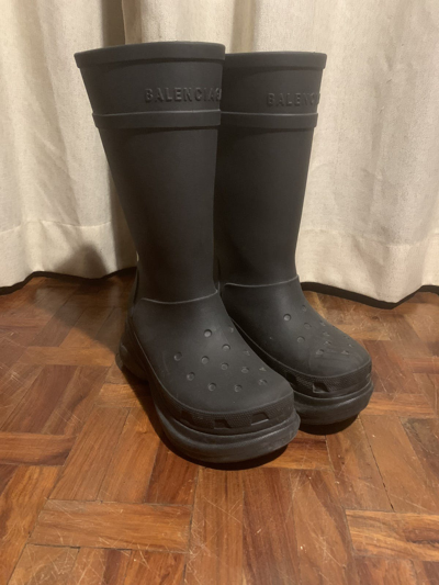 Pre-owned Balenciaga Crocs Boots In Black