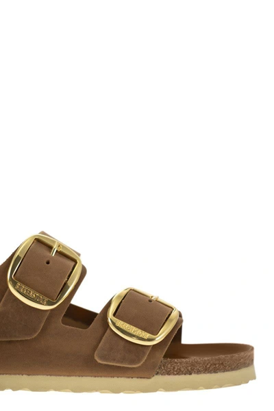 Shop Birkenstock Milano Big Buckle - Oiled Leather Sandal In Cognac