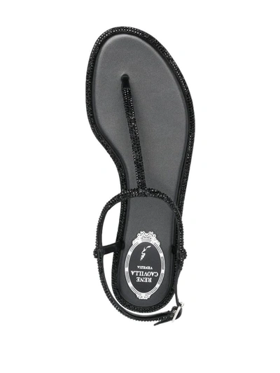 Shop René Caovilla Diana Low Jewel Sandals In Black