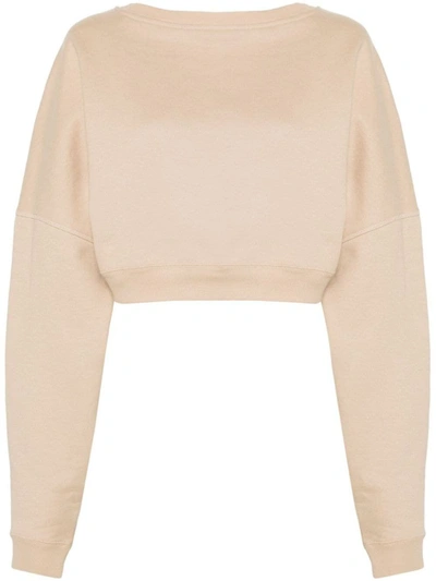 Shop Saint Laurent Crop Sweatshirt Clothing In Nude & Neutrals