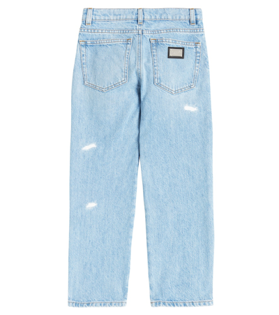 Shop Dolce & Gabbana Distressed Straight Jeans In Blue