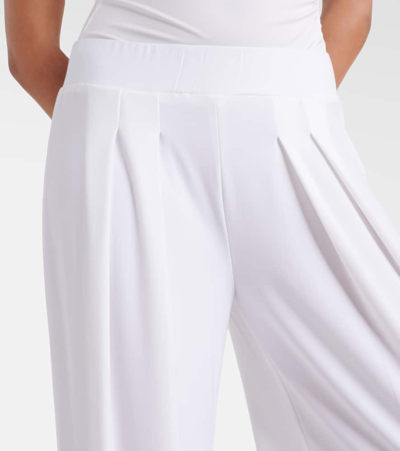 Shop Norma Kamali Low-rise Wide-leg Pants In White