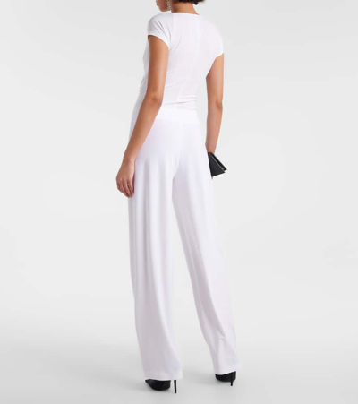 Shop Norma Kamali Low-rise Wide-leg Pants In White