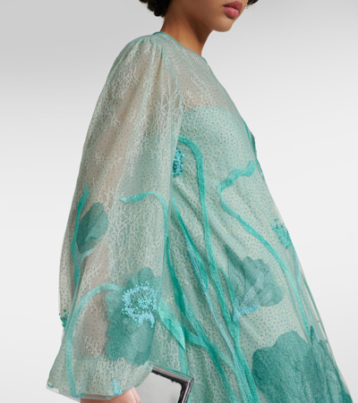 Costarellos Yesenia Embroidered Tulle Gown In Blue