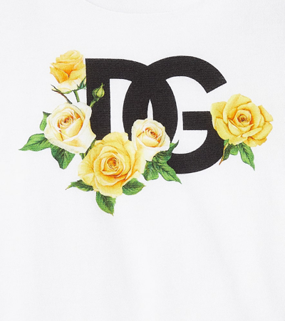 Shop Dolce & Gabbana Baby Floral Cotton Jersey T-shirt In Yellow