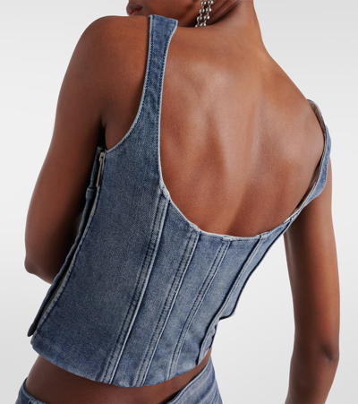 Off-white Blue Bustier Denim Tank Top In Blue