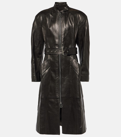 Shop Khaite Bobbie Leather Coat In Black