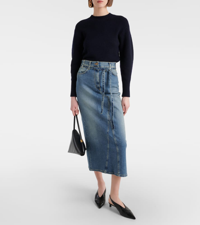 Altuzarra High-rise Denim Midi Skirt In Washed Indigo