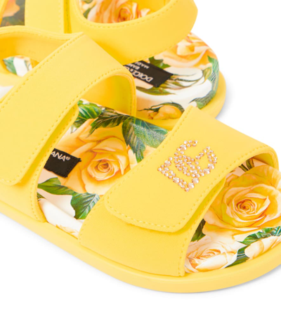 Shop Dolce & Gabbana Dg Crystal-embellished Sandals In Yellow