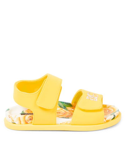 Shop Dolce & Gabbana Dg Crystal-embellished Sandals In Yellow