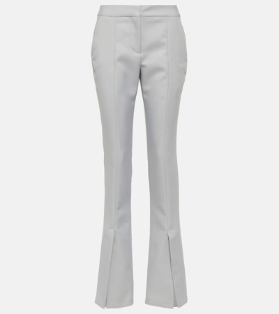 Shop Off-white Mid-rise Technical Flared Pants In Ice Blue