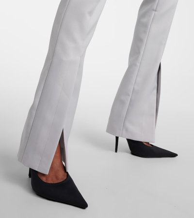 Shop Off-white Mid-rise Technical Flared Pants In Ice Blue