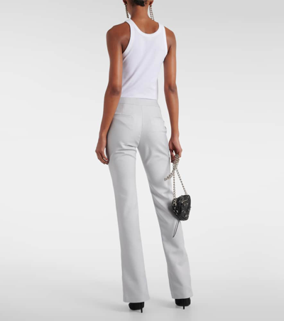 Shop Off-white Mid-rise Technical Flared Pants In Ice Blue