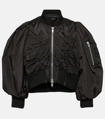 Shop Simone Rocha Cropped Ruched Bomber Jacket In Black