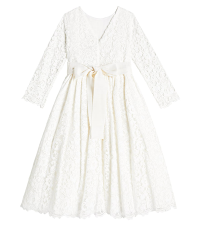 Shop Il Gufo Cotton-blend Lace Dress In Milk