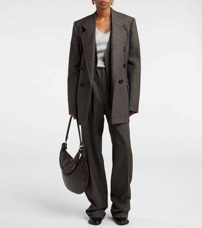 Bottega Veneta Houndstooth Wool Jacket In Brown/blue/yellow