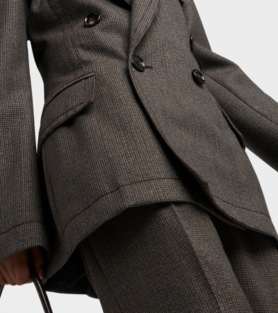 Bottega Veneta Houndstooth Wool Jacket In Brown/blue/yellow