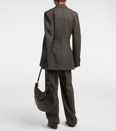 Bottega Veneta Houndstooth Wool Jacket In Brown/blue/yellow