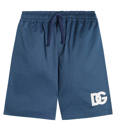 Shop Dolce & Gabbana Dg Cotton-blend Jersey Shorts In Blu Scurissimo 3
