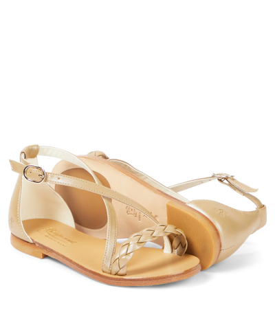 Shop Bonpoint Celi Braided Leather Sandals In Gold