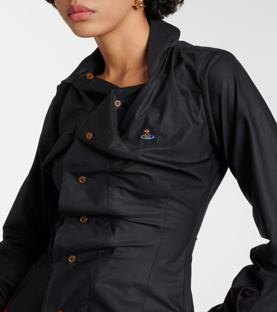 Shop Vivienne Westwood Gathered Cotton Poplin Shirt In Black