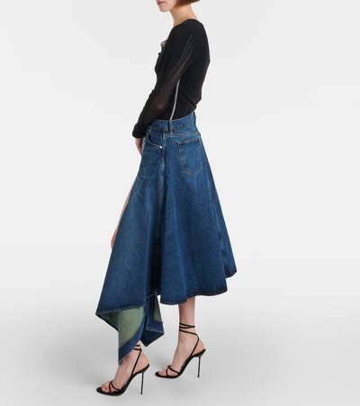 Shop Y/project Evergreen Denim Midi Skirt In Evergreen Vintage Blue