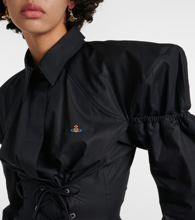 Vivienne Westwood Kate Cotton Lace-up Midi Shirt Dress In Black