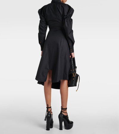 Vivienne Westwood Kate Cotton Lace-up Midi Shirt Dress In Black