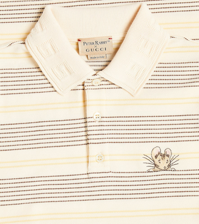 Shop Gucci X Peter Rabbit Striped Cotton Polo Shirt In Multicolor