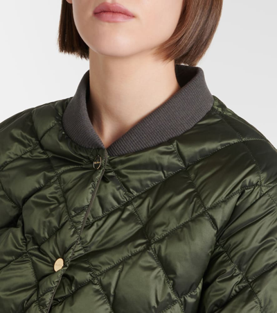 Shop Max Mara Bsoft Quilted Bomber Jacket In Green
