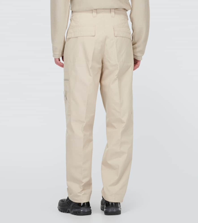 Shop Stone Island Ghost Compass Cotton Straight Pants In Beige